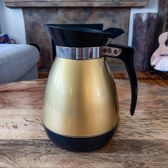 Vintage Dining 97s Thermo Serb Plastic Coffee Pitcher Gold And
